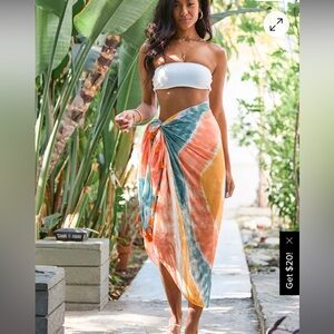 Lulus sunny livin peach tie dye swim cover up sarong